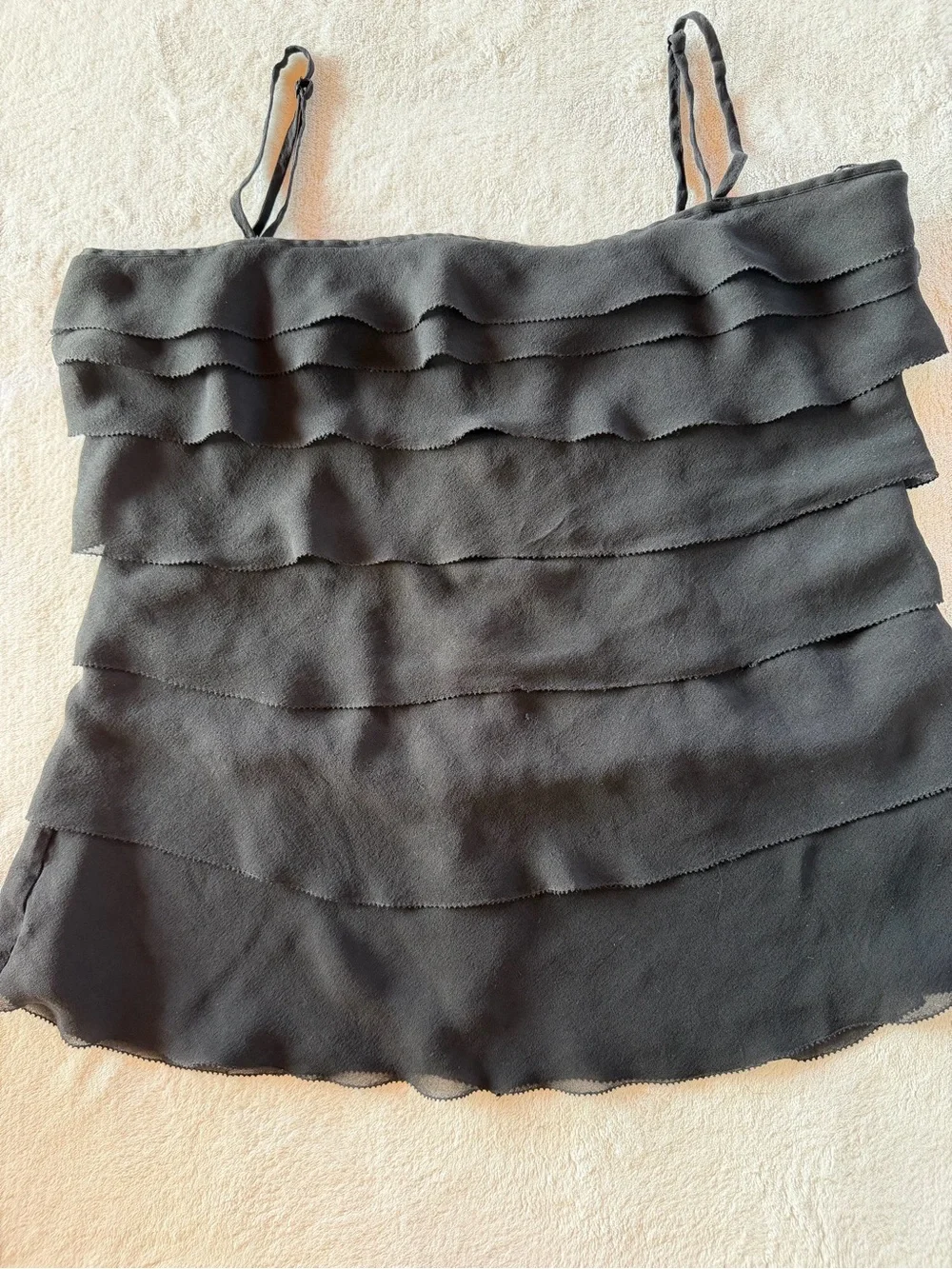 Dkny Black Layered Ruffle Camisole Size 10 - Picture 2 of 7